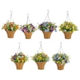 thumbnail image 3 of Matsuzay Cesta colgante de flores de simulación con cadenas de hierro duraderas para jardín, cesta colgante de flores de simulación de Decoración del hogar tipo+2, 3 of 6