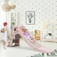 thumbnail image 3 of Topbuy 3-in-1 Kids Dolphin Slide Baby Play Climber Slide Set with Basketball Hoop Pink, 3 of 5