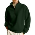 thumbnail image 2 of Zimjoy Men's Quarter Zip Pullover Mock Neck Long Sleeve 1/4 Zip Pullover Mens Casual Green Sweatshirt Lightweight Fall Zip Up Hoodie Men, Army Green L, 2 of 7