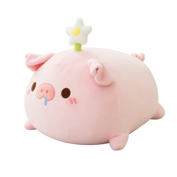 Plush Pig Soft Stuffed Animal with Flower Detail Cuddly Pillow Cushion for Kids Adults Decorative Plushie