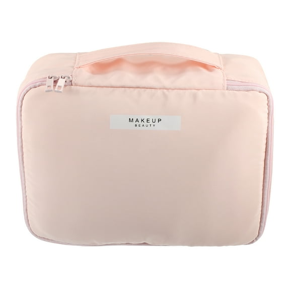 Unique Bargains 1 Pcs Makeup Bag Cosmetic Travel Bag Case Large Makeup Bag Make Up Brush Organizer Bag for Women Pink