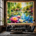 thumbnail image 6 of Water Lily Pond With Willow Trees and Flowers, Peaceful Cottagecore Style for Garden Lovers, Floral Wall Art, Mother's Day Gift, Tapestry Wall Hanging for Bedroom and Living Room, 6 of 7