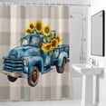 thumbnail image 4 of Blue Truck Sunflower Fabric Shower Curtain Grey Check Washable Shower Curtains for Bathroom, Waterproof Bath Curtain with Hooks Home Decor 36x72in, 4 of 8