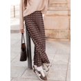 thumbnail image 2 of Brown Polka Dot High Waist Flowing Maxi Skirt Casual Elegant, 2 of 7