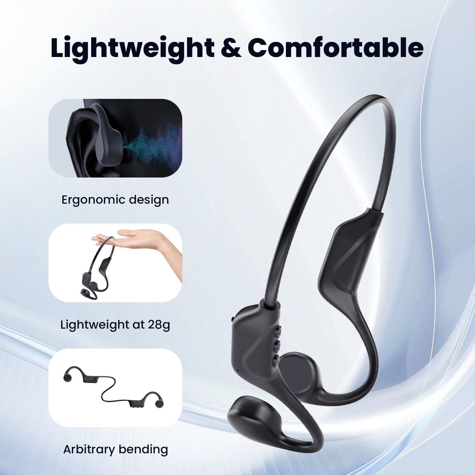 ETEPEHI Bone Conduction Headphones - Bluetooth 5.4 Open Ear Headphones, Premium Loud Sound 10Hrs Playtime Bluetooth Headphones - IPX5 Waterproof Sports Headset for Running, Cycling, Walking