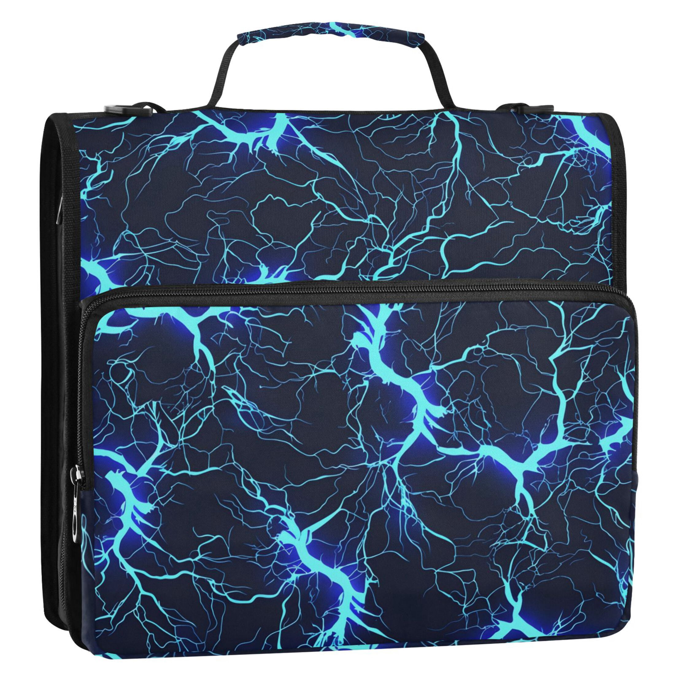 ALAZA Zipper Binder Blue Lightning 3 Ring Trapper Keeper File Folder Organizer Bag