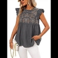 thumbnail image 2 of Blusas Peplum con Mangas con Volantes para Mujer, Elegantes, Informales, Bohemias, Estampadas, Holgadas. Gris L, 2 of 10