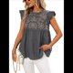 thumbnail image 2 of Blusas Peplum con Mangas con Volantes para Mujer, Elegantes, Informales, Bohemias, Estampadas, Holgadas. Gris L, 2 of 10