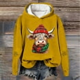 thumbnail image 2 of Tiweut Women's Hoodies Christma Hoodies Cartoon Cow Graphic Long Sleeve Hooded Pullover Sweatshirt Cozy Loose Fit Pullover Relaxed Fit Tops Yellow,2XL, 2 of 3