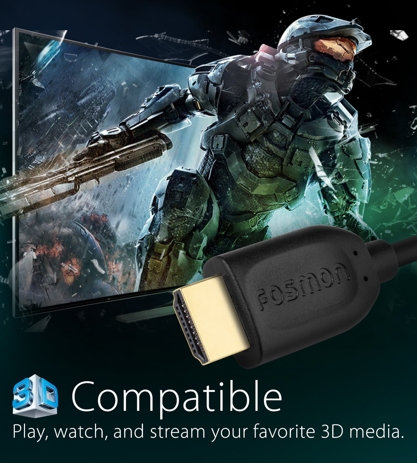 Fosmon 4K HDMI Cable 10FT (5 Packs), Gold-Plated Ultra High Speed [10.2Gbps UHD 2160p@30Hz 3D HD 1080p] Supports Ethernet, Audio Return, Xbox PlayStation PS3 PS4 PC