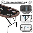 thumbnail image 2 of Yeshouse Mesa de póker ovalada de 180 cm para 8 jugadores, mesa de casino plegable con patas plegables, portavasos y riel acolchado resistente al agua, mesa portátil para Texas Hold'em y Blackjack, 2 of 8