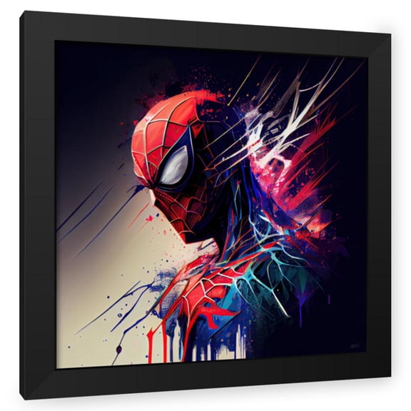 Maki 20x20 Black Modern Wood Framed Wall Art Titled - Spider-Man I