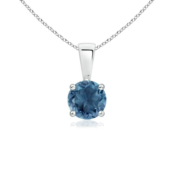 Angara Natural 5mm London Blue Topaz Solitaire Pendant Nacklace in Sterling Silver for Women