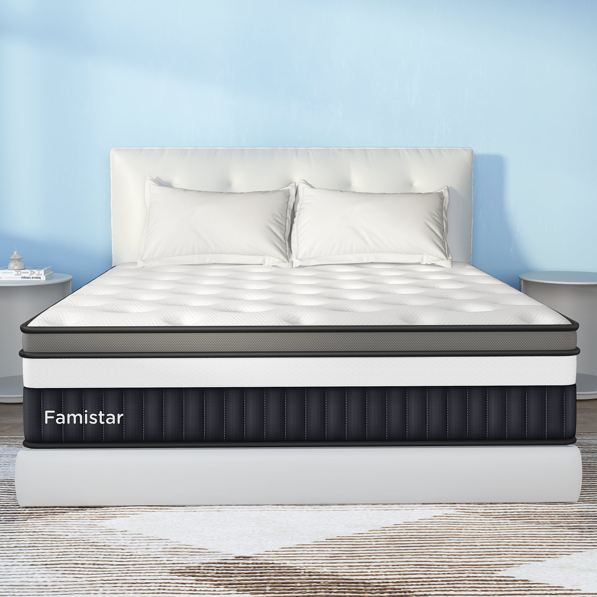 King Mattress, Famistar 13 Inch Memory Foam Mattress King Size, Innerspring  Hybrid King Bed Mattress in a Box Medium Firm with Motion Isolation 