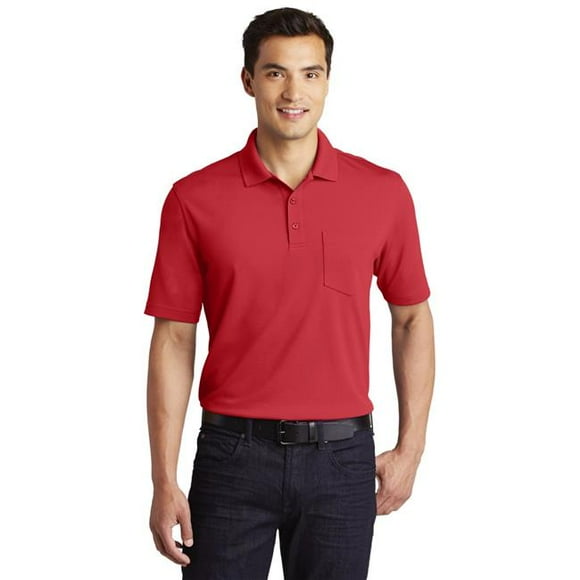 Port Authority 1237551 Dry Zone UV Micro-Mesh Pocket Polo Shirt, Rich Red - Extra Small