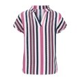 thumbnail image 3 of Scyoekwg Womens Tops Trendy V Neck Comfy Shirts Casual Short Sleeve T Shirts Lightweight Stripe Print Loose Blouses (Red,M), 3 of 5