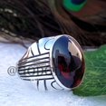 thumbnail image 5 of Handmade Red Garnet Sterling Silver Men's Signet Ring, 5 of 10