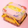 thumbnail image 1 of Caja de almacenamiento de hojalata de Pascua | Cesta de tejido de ratán multicolor con asa • Decoración para conejos y flores • Tapa de hojalata duradera • Organizador para huevos, regalos, •, 1 of 2
