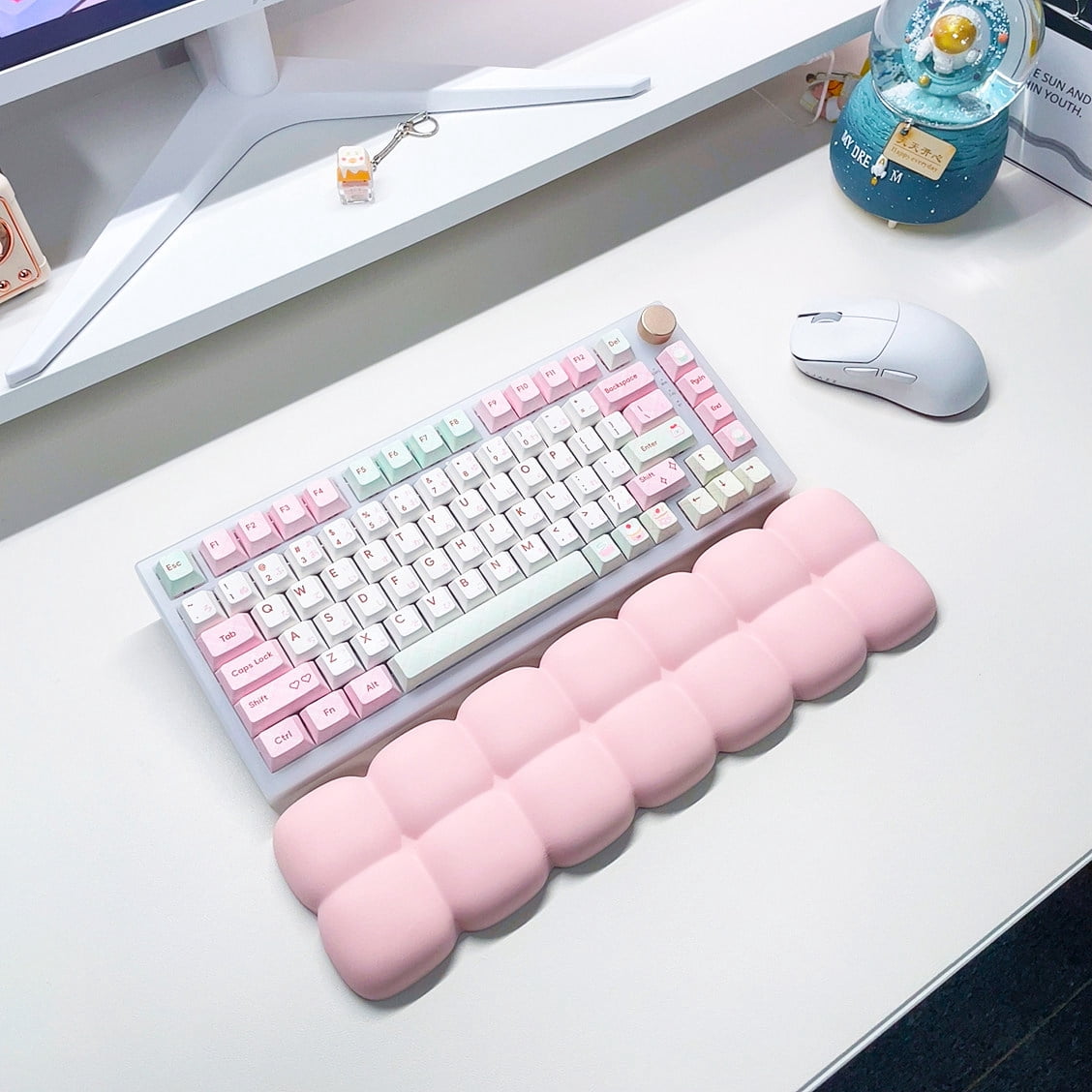 Tatami Style Memory Foam Keyboard Wrist Rest, Ergonomic Palm Support Pad for 75% Mechanical Keyboard, Office Gaming Wrist Cushion for Women
