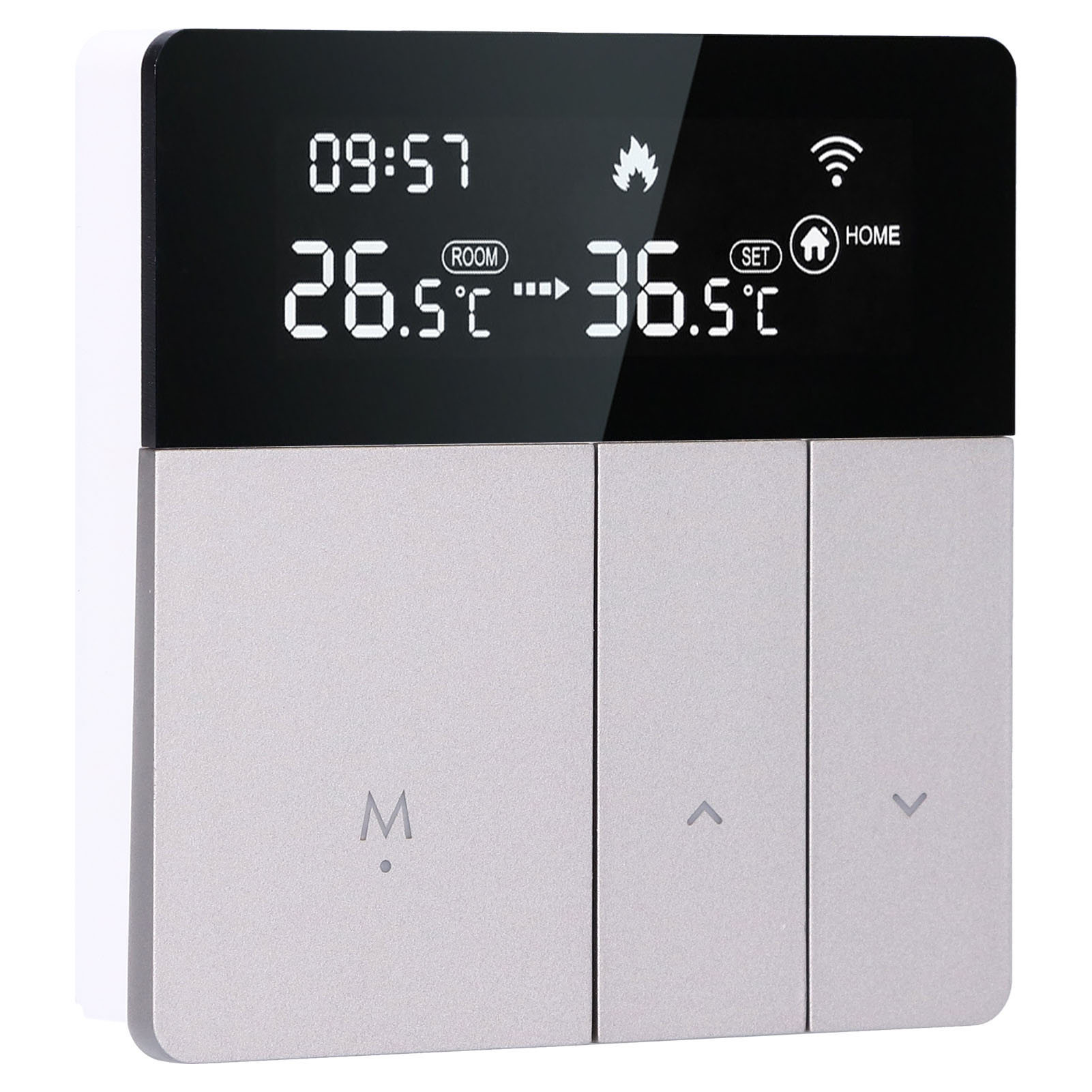 Dual Control Smart Thermostat For Floor Heating & AC - Touch Screen, 5-50°C Range, 16A, 85-240V