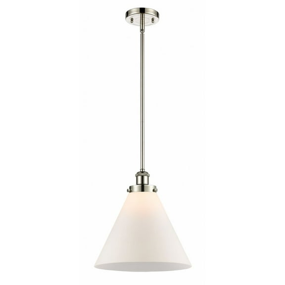 916-1S-PN-G41-L Innovations Lighting Cone - 1 Light Stem Hung Mini Pendant In Industrial Style-10 Inches Tall and 12 Inches Wide-Polished Nickel