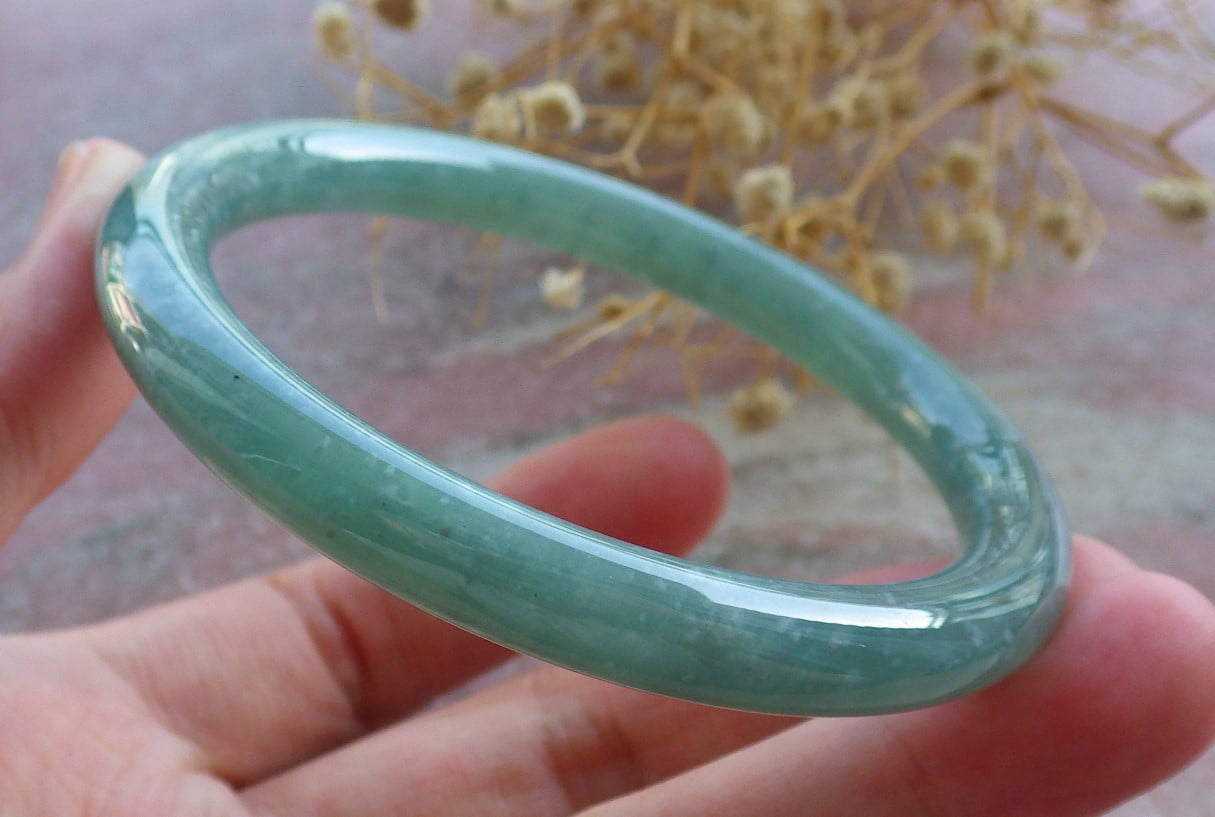 Icy Green Natural A JADE Jadeite Circle Bangle Bracelet 57 mm 683871 TN