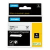 DYMO Rhino Industrial Permanent Polyester Labels, 1/2", Black Print on White Tape
