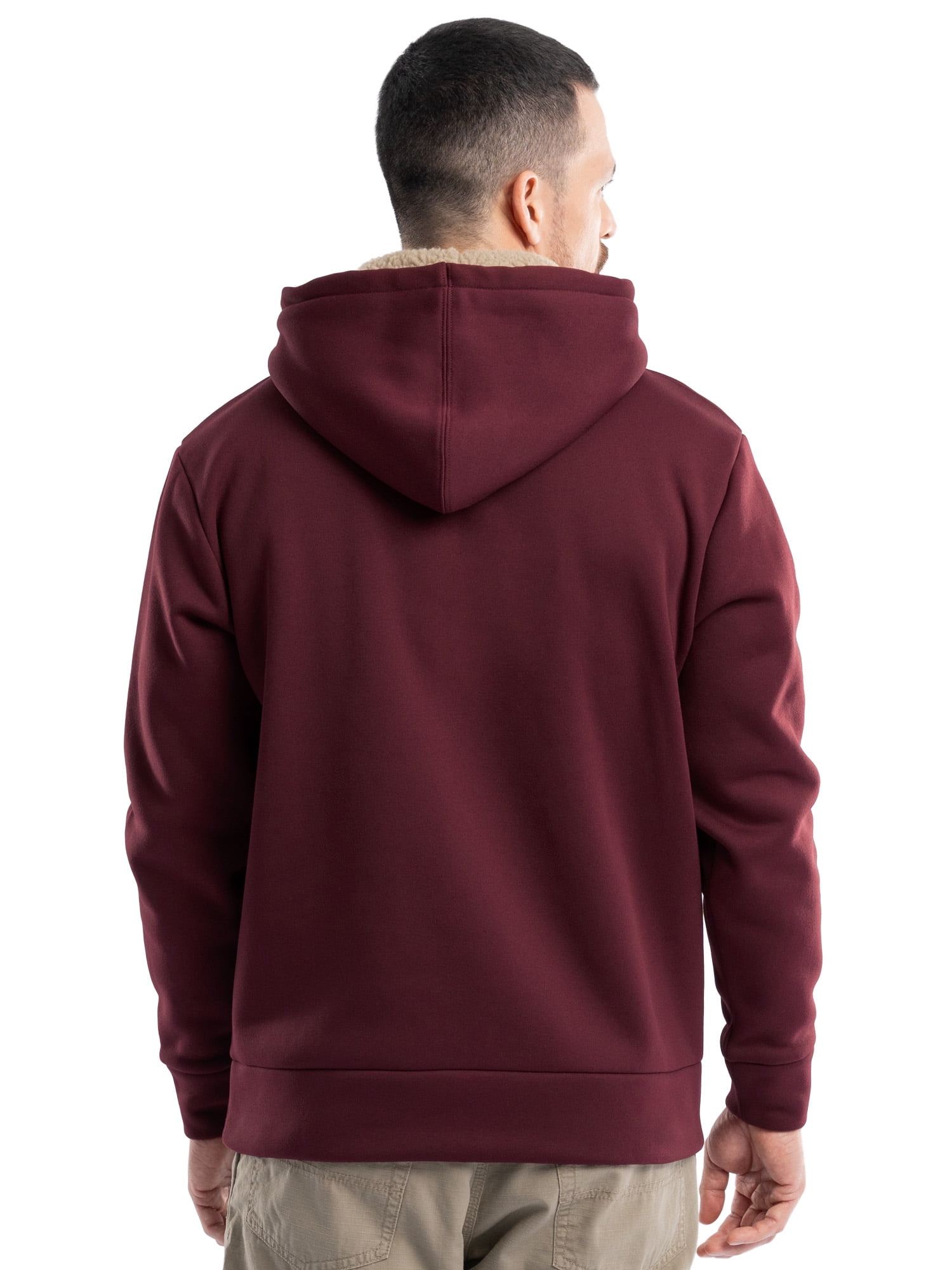 Wrangler Workwear Men's and Big Men's Relaxed Pullover Hoodie with Faux Shearling Lining, Sizes S-3XL