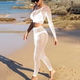 thumbnail image 5 of JSGEK Women Halter Neck Fishnet Crop Top and Pants Set Sheer Fabric 2 Piece Lingerie for Beach or Poolside White Free Size, 5 of 5