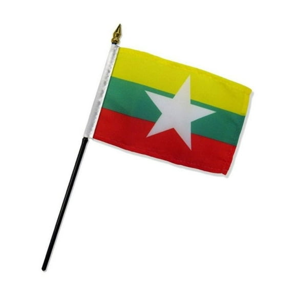 Myanmar (Burma) 4x6in Stick Flag