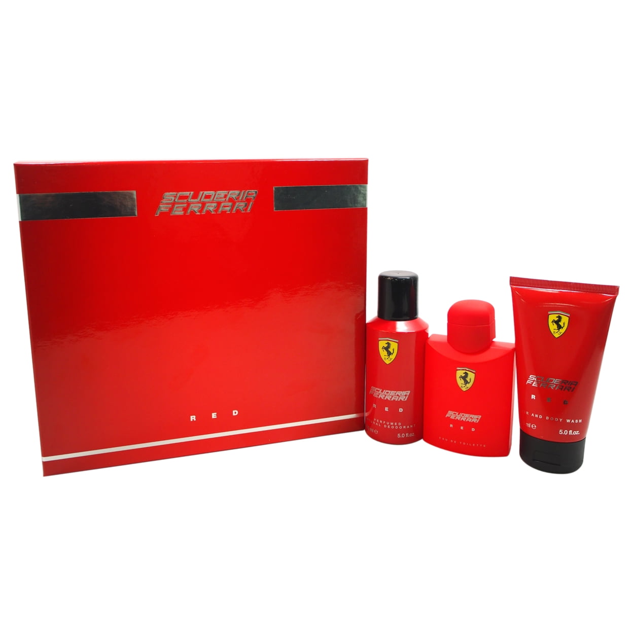 Ferrari Red by for Men - 3 Pc Gift Set 4.2oz EDT Spray, 5oz Hair and Body Wash, 5oz Deodorant Spray - Walmart.com