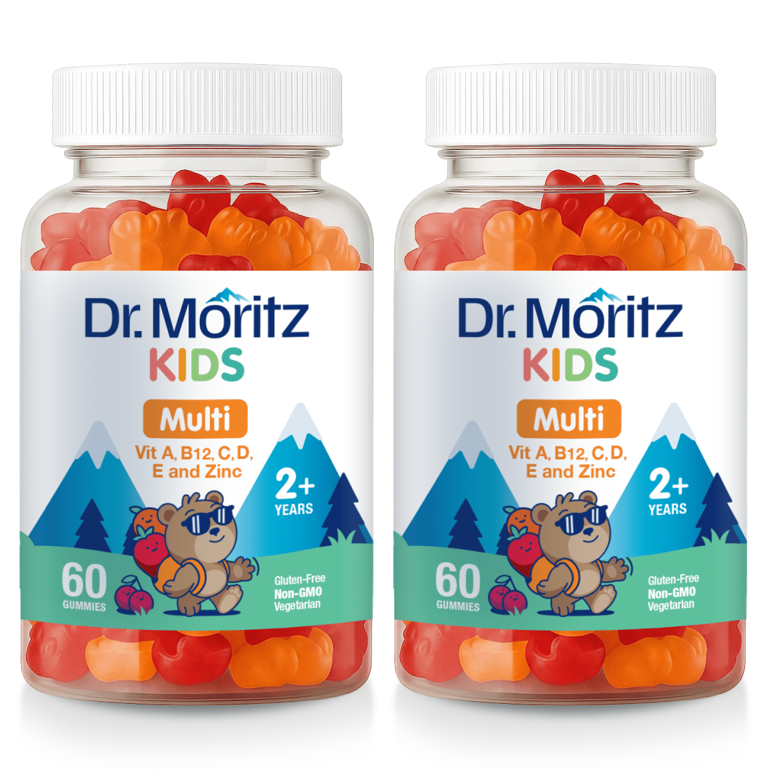 Dr. Moritz Kids Multivitamin Gummies Vegetarian Chewable Gummies for Ages 2+ with 14 Essential Vitamins 120 Count