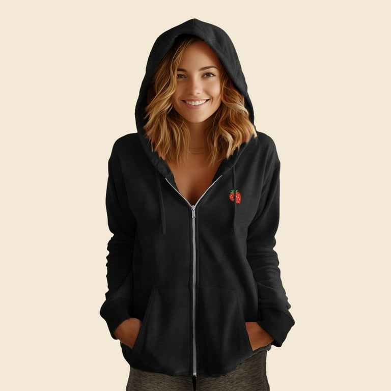 Strawberry embroidered hoodie sale