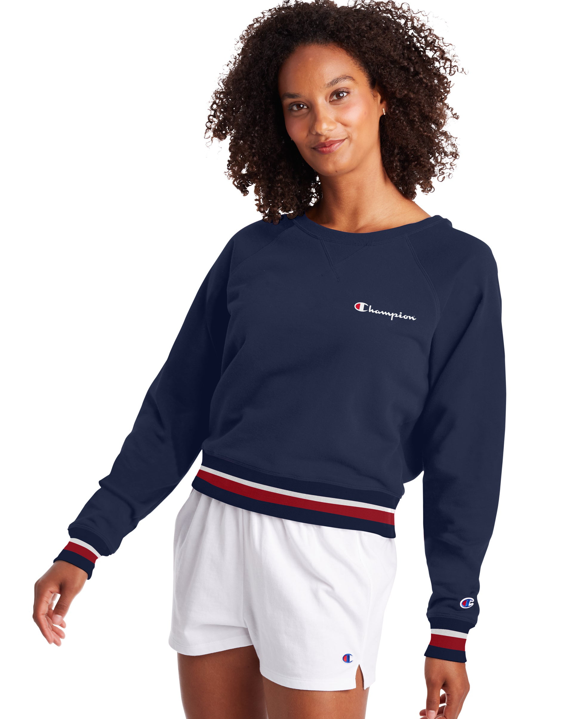Champion Womens Campus French Terry Crew, S, Athletic Navy - Walmart.com