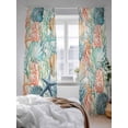 thumbnail image 3 of Sheer Curtains 84 Inches Long 2 Panels Set for Living Room, Coastal Beach Semi Sheer Curtains for Windows, Nautical Summer Coral Starfish Shell Voile Window Treatments Rod Pocket Curtain, 3 of 7