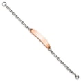 thumbnail image 2 of Diamond2Deal Stainless Steel Polished Cable Chain Rose IP-Plated ID Bracelet for Women 7", 2 of 5