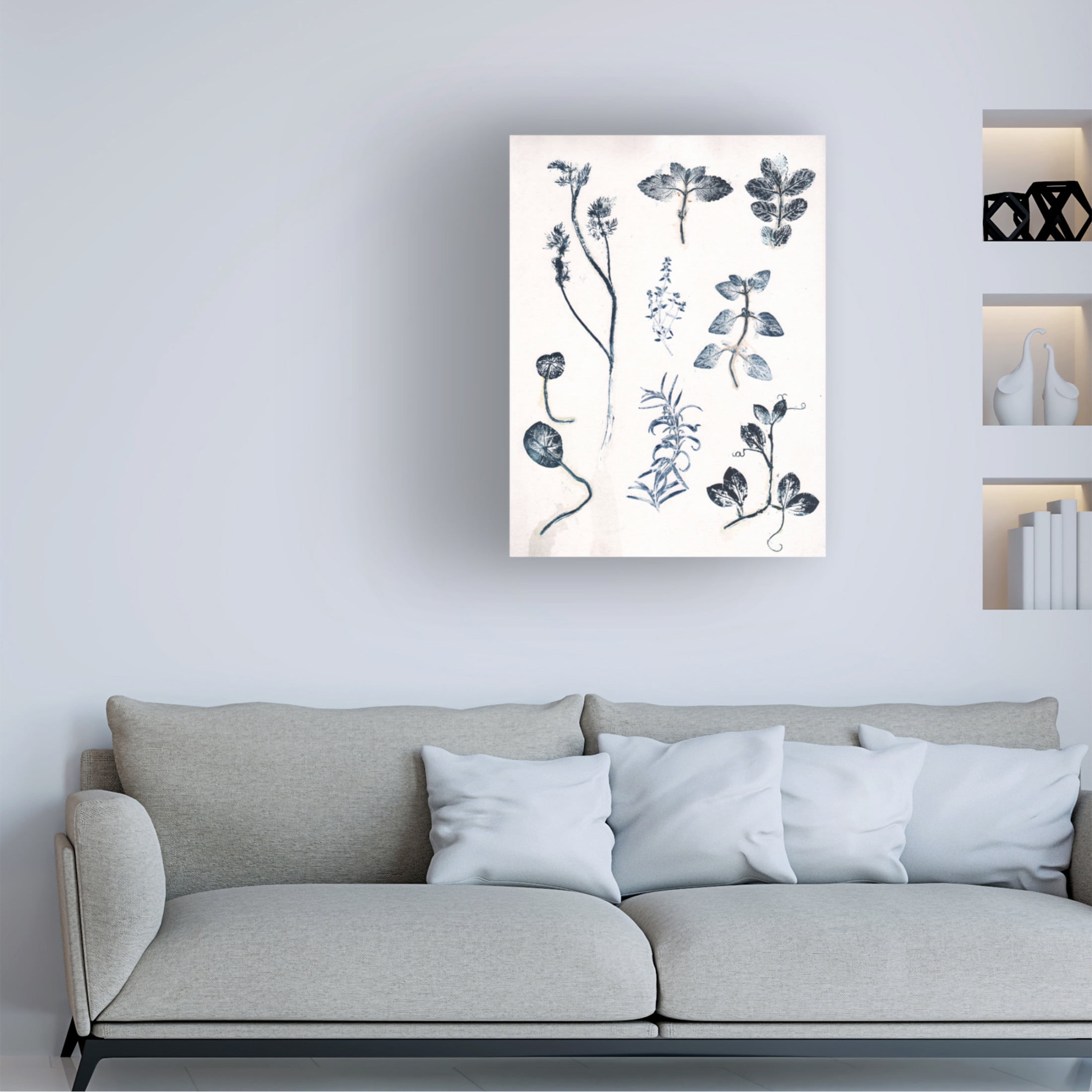 Canvas Wall Art - Pernille Folcarelli 'Herbs Garden Blue' Wall Art for Living Room, Bedroom, or Office Décor by Trademark Fine Art - 35 x 47 Inches