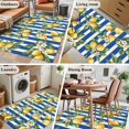 thumbnail image 5 of 3'x5' Area Rugs, Lemon Flowers Indoor Outdoor Area Rug for Living Room Bedroom, Botanical Leaves Blue Vertical Stripes Washable Bathroom Rugs Kitchen Floor Carpet Mats Home Decor Aesthetic, 5 of 8