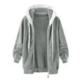 thumbnail image 7 of Fnooota Womens Fleece Jackets with Zipper, Thermal Casual Warm Loose Fit Windproof Winter Outerwear Coats Gray Size S, 7 of 7