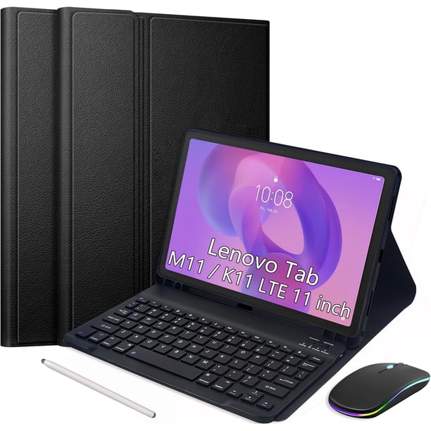 Funda con Teclado Magnético Negra con Ranura para Lápiz para Lenovo 11" 2024, TB330FU/TB330XU