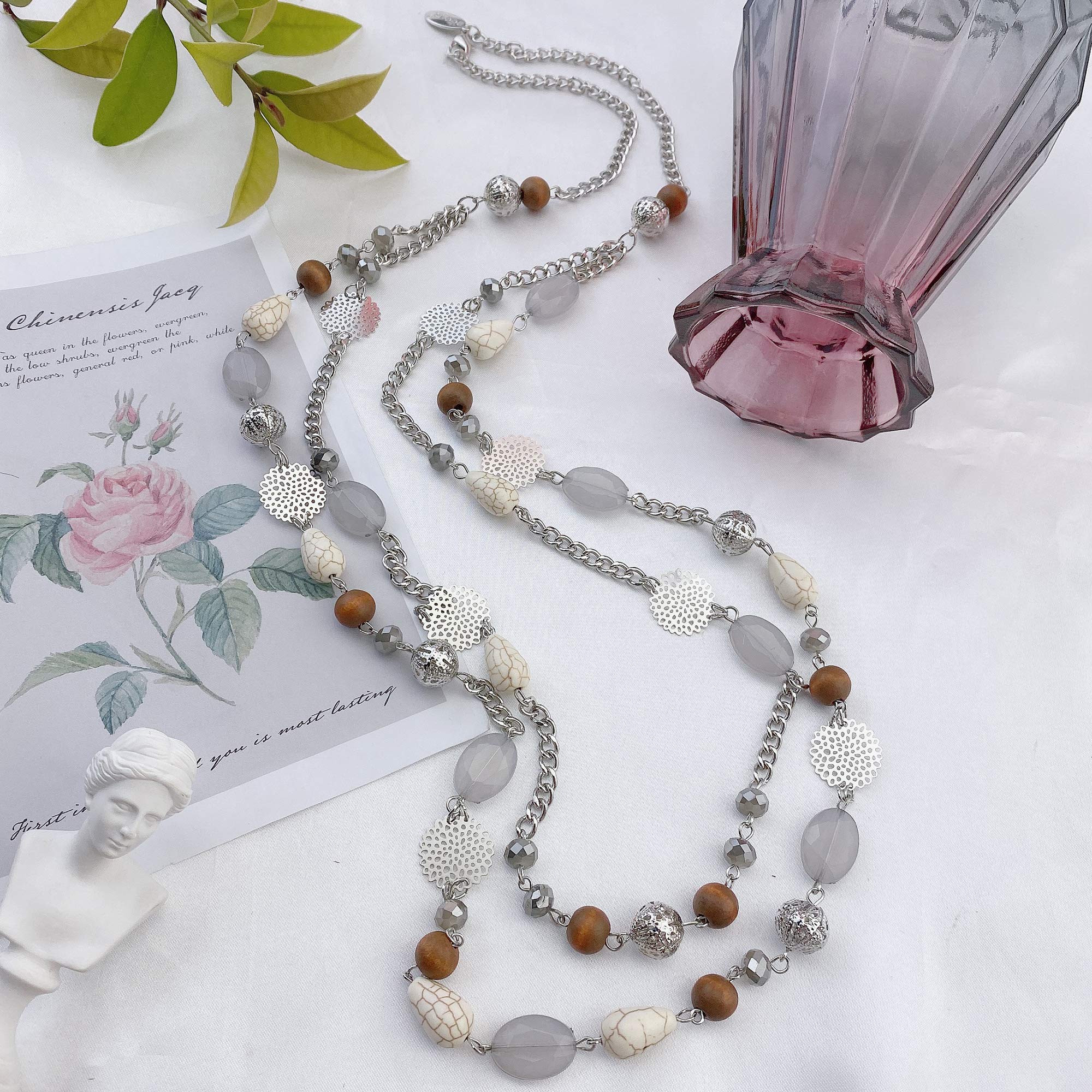 Bocar Long Double-Strand Beaded Statement Necklace photo 2