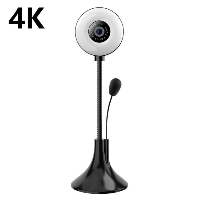 PC Webcam for Streaming HD 4K USB Pro Computer Web Camera Video Cam for Mac Windows Laptop Conferencing Gaming Webcam with Ring Light & Microphone
