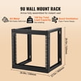 thumbnail image 4 of 9U Wall Mount Rack 150 lbs/68.04 kg Open Frame Server Network Rack Black, 4 of 6