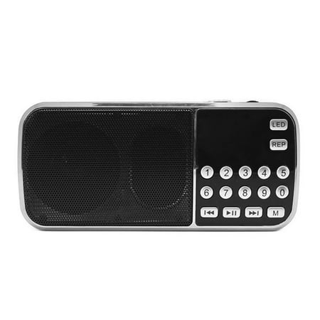 Y-501 Mini FM Radio Digital Portable 3W Stereo Speaker MP3 Audio Player High Fidelity Sound Quality w/ 0.75 Inch Display Screen LED Flashlight Support USB Drive TF Card AUX-IN
