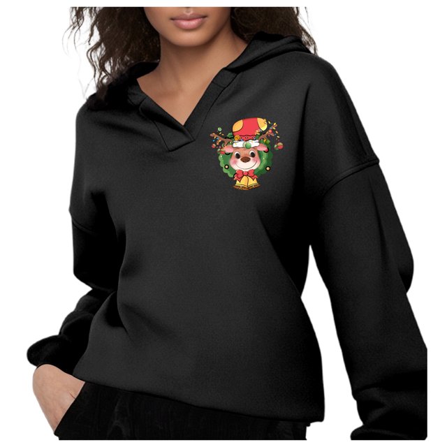 WILLBEST Sudadera Navideña Merry Christmas Hoodie para Mujer, Divertida Sudadera con Estampado Navideño, Camiseta de Manga Larga Informal 314 Mediana