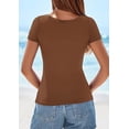 thumbnail image 5 of PRETTYGARDEN Short Sleeve Shirts for Women Summer Trendy Scoop Neck Ribbed Tops Spring Casual Slim Fitted Basic Tees, 5 of 10