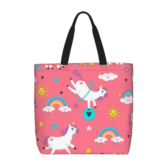 Naloa Yoga Unicorn Tote Bag for Women, Foldable Tote Bag With Zipper, Large Shoulder Bag, Top Handle Handbag for Travel, Work, Shopping