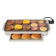 Bella 10 x 18 Nonstick Ceramic Griddle with Warming Tray, Oatmilk