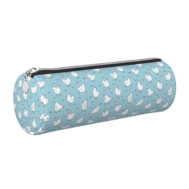 Disketp Funny Chicken Estuche Organizador de Lápices de Cuero, Estuche de Oficina con Cremallera para Bolígrafo y Lápiz