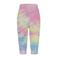 thumbnail image 4 of Zylarhe Women's Pants Women's Casual Capris High Waist Tie Dye Print Drawstring Joggers Comfortable Pants Soft Stretchy Yoga Trousers Trendy Athletic Bottoms, 4 of 5